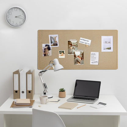 Lightomorrow Bulletin Board, 35 x 17 1/2 inches Felt Board - Decorative Pin Board, Cork Board Alternative for Wall, Foldable Self-Adhesive Vision Board Prayer Board with 20 Pushpins-Desert Brown