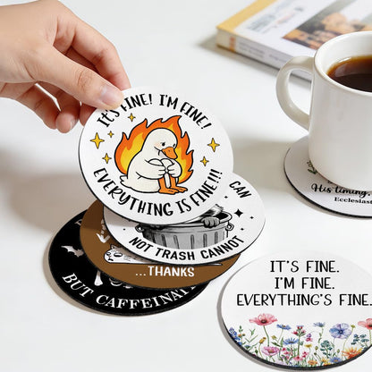 UWXQOJ Emotional Support Coffee Coasters Set of 2, Cute Skeleton Mug Rug Coaster for Drinks Mug Coffee Cup Tumbler, Gothic Drink Coaster for Office Home, Cup Mat for Coworker Friends