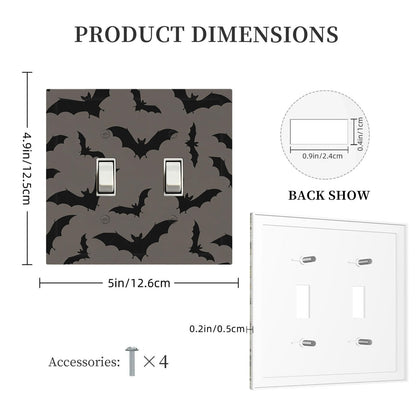 Moupodun Gothic Bats Light Switch Cover Plate Brown Decorative Halloween Toggle Light Switch Wall Plate Midsize 2-Gang 4.88" x 4.92" Double Switch Cover