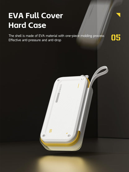 Hagibis Electronic Organizer Traveling Case Bag EVA Hardshell PU Portable Carrying Pouch for Mouse, Charger, Cables, Power Bank, SD Cards, USB Flash Disks, Accessories (White)