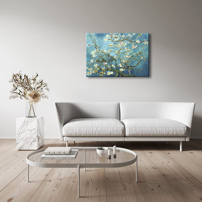 Wieco Art Framed Wall Art Canvas Prints of Almond Blossom by Vincent Van Gogh Paintings Reproduction Abstract Artwork for Wall Decor Golden Frame