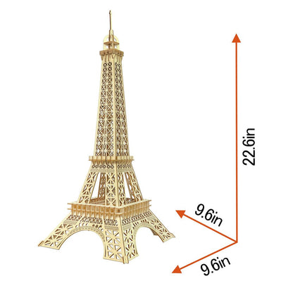 Bitopbi 3D Wooden Puzzles Laser Engraving DIY Safe Assembly Constructor Kit Toy for Teens and Adults, World Famous Buildings Mechanical 3-D Models for Self-Assembly (Eiffel Tower)