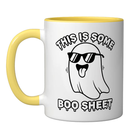 Halloween This Is Some Boo Sheet Retro Funny For Men Ceramic Mug, Yellow/White