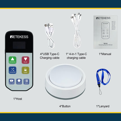 Retekess TM102 Trivia Buzzers,Jeopardy Buzzers,3 Working Modes,66ft,Physical Switches,Family Feud Game for Adults with 4 Rechargeable Buzzers