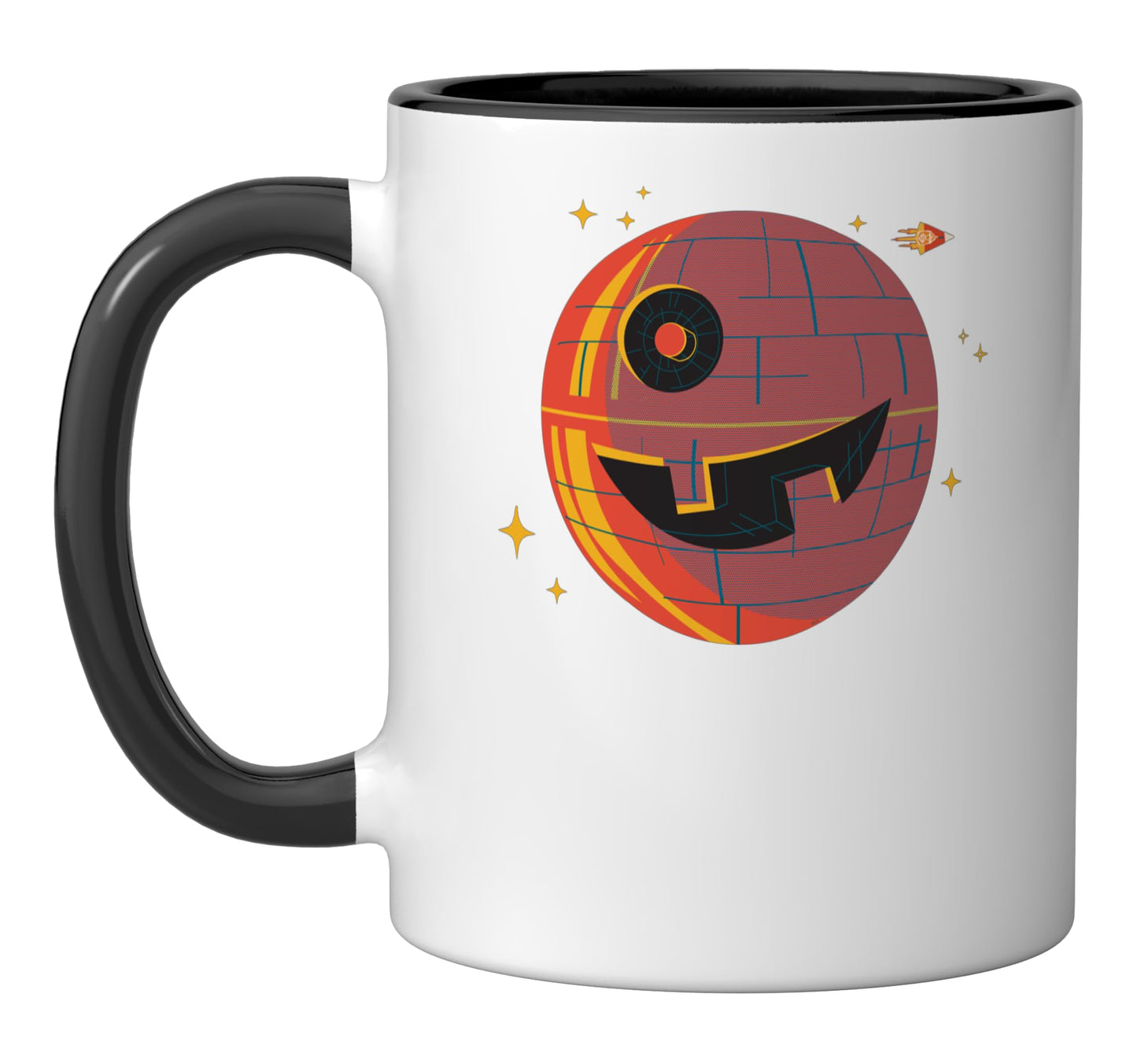 Star Wars Death Star Pumpkin Jack o Lantern Funny Halloween Ceramic Mug, Black/White