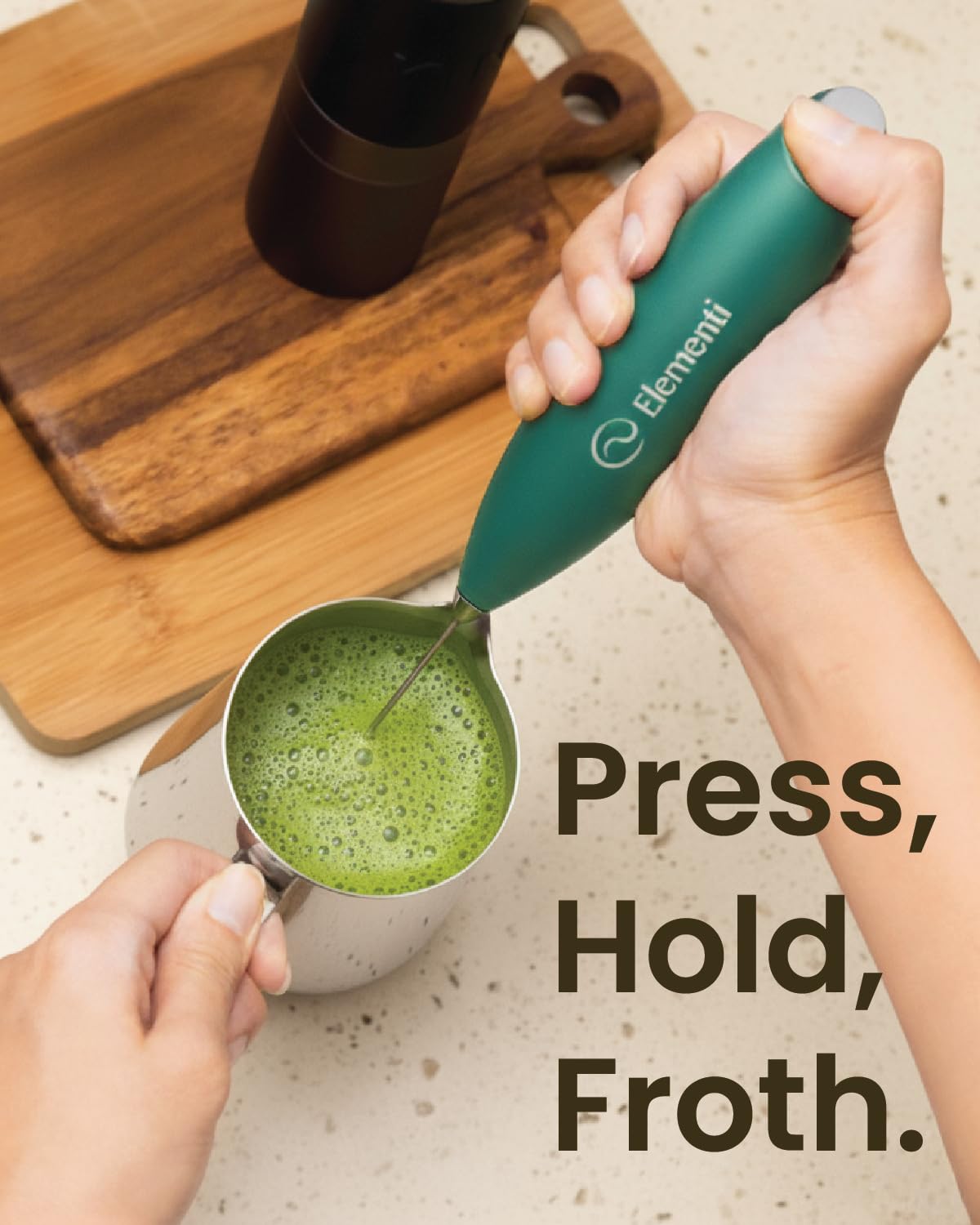 Elementi Portable Electric Milk Frother, Matcha Whisk, Milk Frother for Coffee Frother Electric Hand Blender, Mini Electric Whisk Small Hand Blender (Periwinkle)