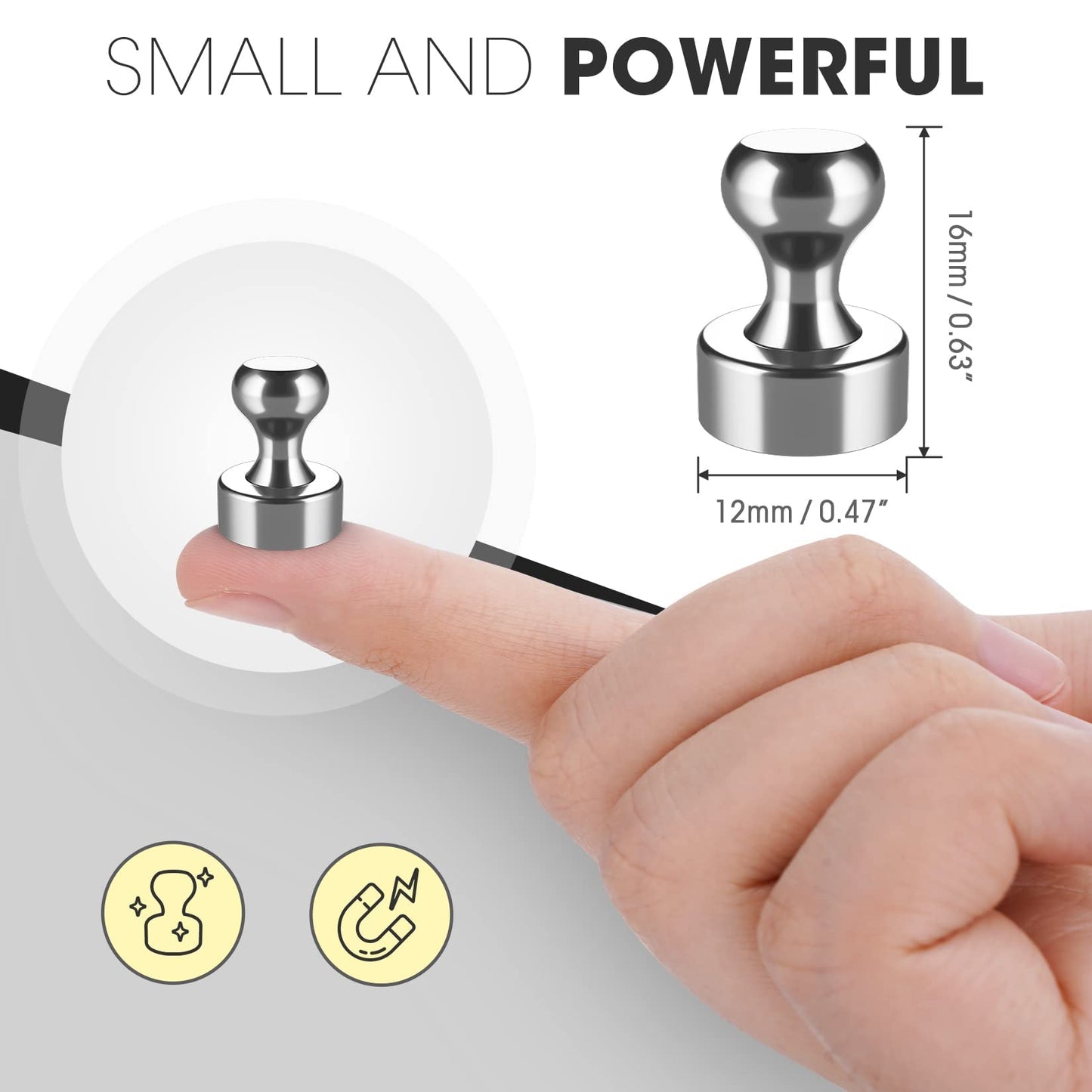 Grtard 48 Pack Magnetic Push Pins, Fridge Magnets for Whiteboard, Whiteboard Magnets Refrigerator Magnets, Small and Strong Push Pin Magnet for Office, School, Locker, and Map Magnet