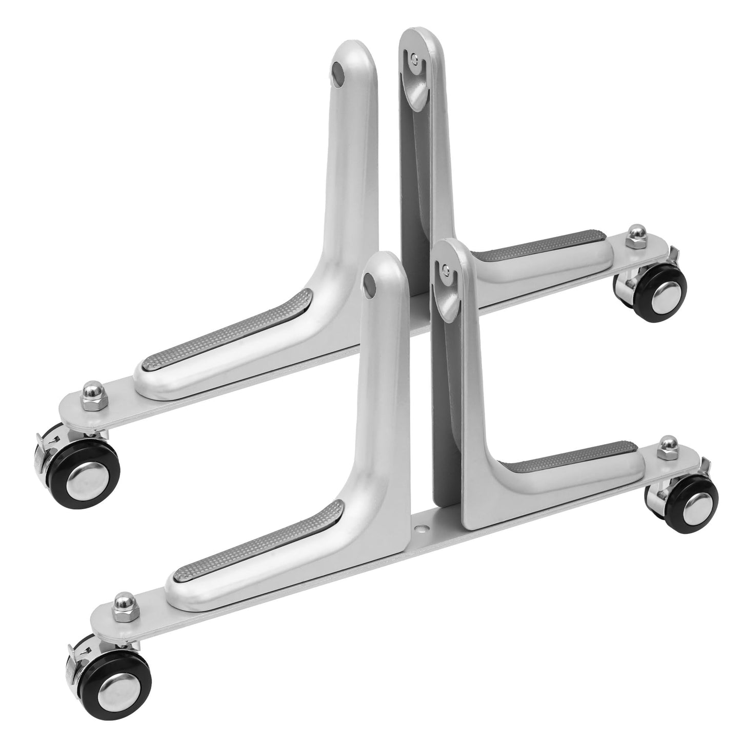 MYOYAY 2 Packs Room Divider Stabilizer Feet with Stainless Steel Wheels, Folding Room Screen Divider Stand Support Bases Privacy Screen Partition Holder Feet for Hotel Home Office (Sliver)