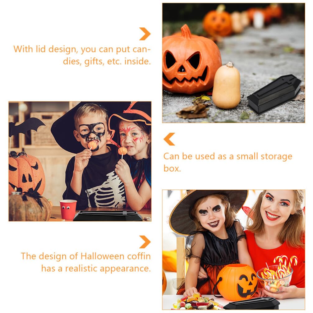 Coffin Model：14Pcs Halloween Treat Boxes with Lid Unique Black Coffin Design for Candy Halloween Party Favors Kids Spooky Decorations