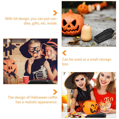 Coffin Model：14Pcs Halloween Treat Boxes with Lid Unique Black Coffin Design for Candy Halloween Party Favors Kids Spooky Decorations