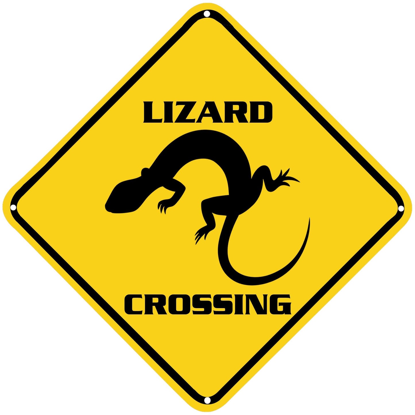 ZMEIZ Lizard Crossing Warning Sign Lizard Animal Caution Yellow Wall Art Decorative Decor For Fence Home Farmhouse Yard Road Quality Metal Sign 12x12 Inches