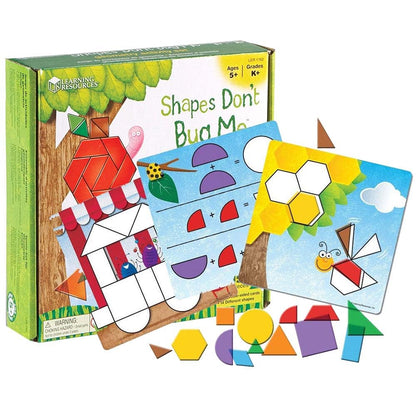 Learning Resources Shapes Don't Bug Me - Geometry Activity Set - 136 Pieces, Ages 5+ Learning Math Games for Kids, Back to School Activities, Classroom Games for Teachers