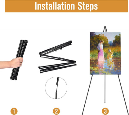 Easel Stand for Display, Aredy 63" Portable Painting Easel, Lightweight Metal Easels for Painting Canvas, Wedding Sign (4 Pack)