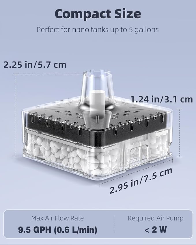 Pawfly Aquarium Sponge Filter, Small Fish Tank Filter with Foam and Air Stone, Sponge Filter for Fish Tanks up to 5 Gallons (Air Pump Not Included)