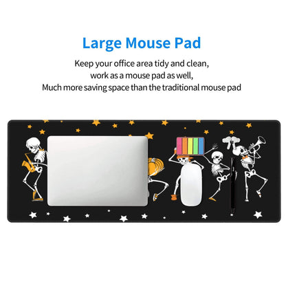 Dancing and Musical Skeletons Mouse Pad Large Gaming Mousepad, Long Big XL Waterproof Desk Mats Full Desk Keyboard Mat Computer Pad Desk Matt with Stitched Edges Non-Slip Desktop Mat, 31.5 * 11.8 in