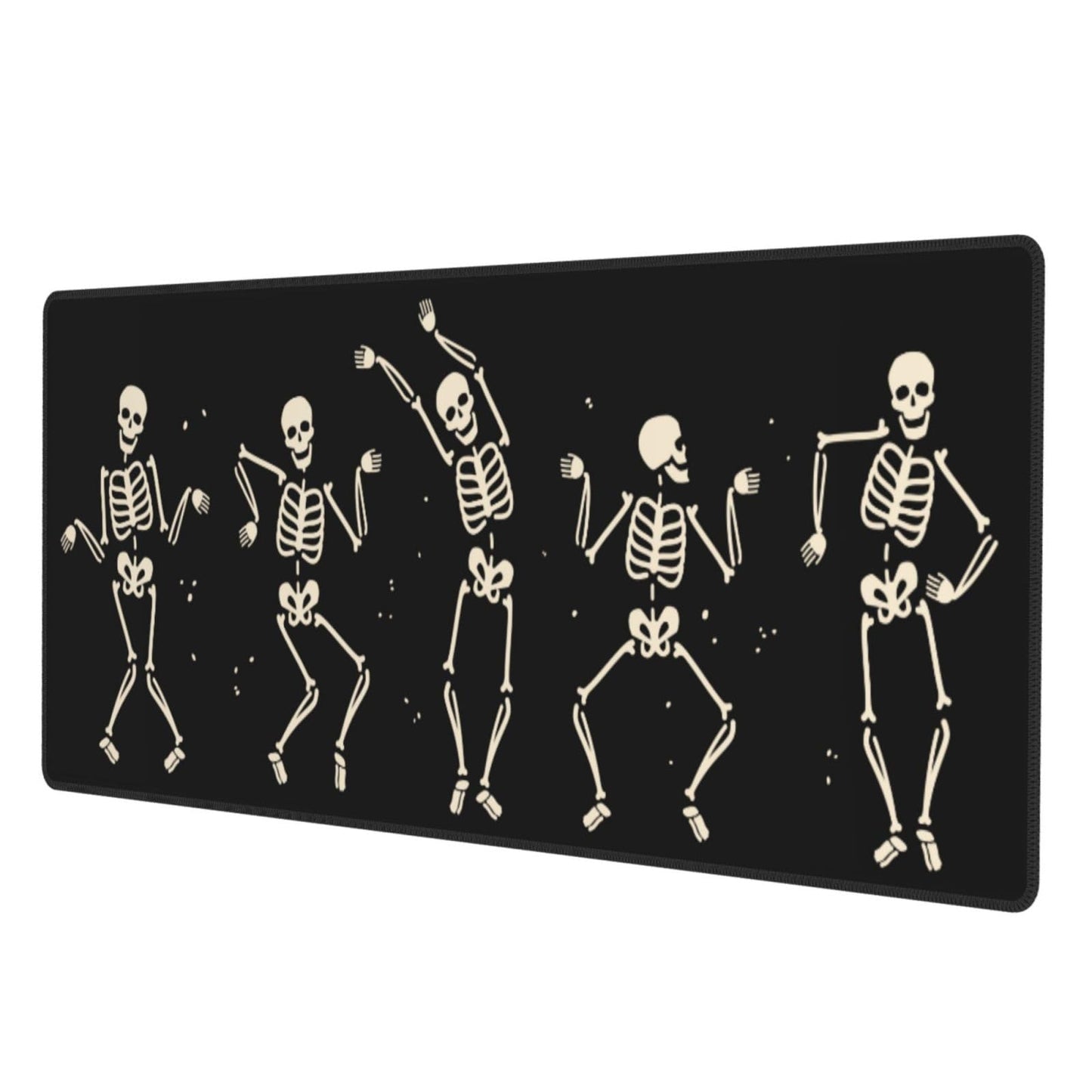 Dancing Skeleton Large Gaming Mouse Pad, Black Halloween Themed Extended Desk Mat with Non-Slip Base for Office & Home Decor 31.5 X 11.8 Inch