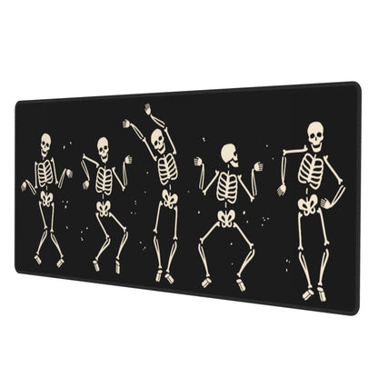 Dancing Skeleton Large Gaming Mouse Pad, Black Halloween Themed Extended Desk Mat with Non-Slip Base for Office & Home Decor 31.5 X 11.8 Inch