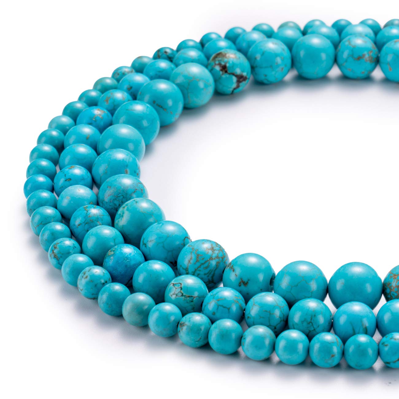 BEADIA Natural Blue Turquoise Stone Round Loose Semi Gemstone Beads for Jewelry Making 6MM 61PCS