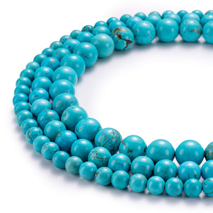 BEADIA Natural Blue Turquoise Stone Round Loose Semi Gemstone Beads for Jewelry Making 8MM 44PCS