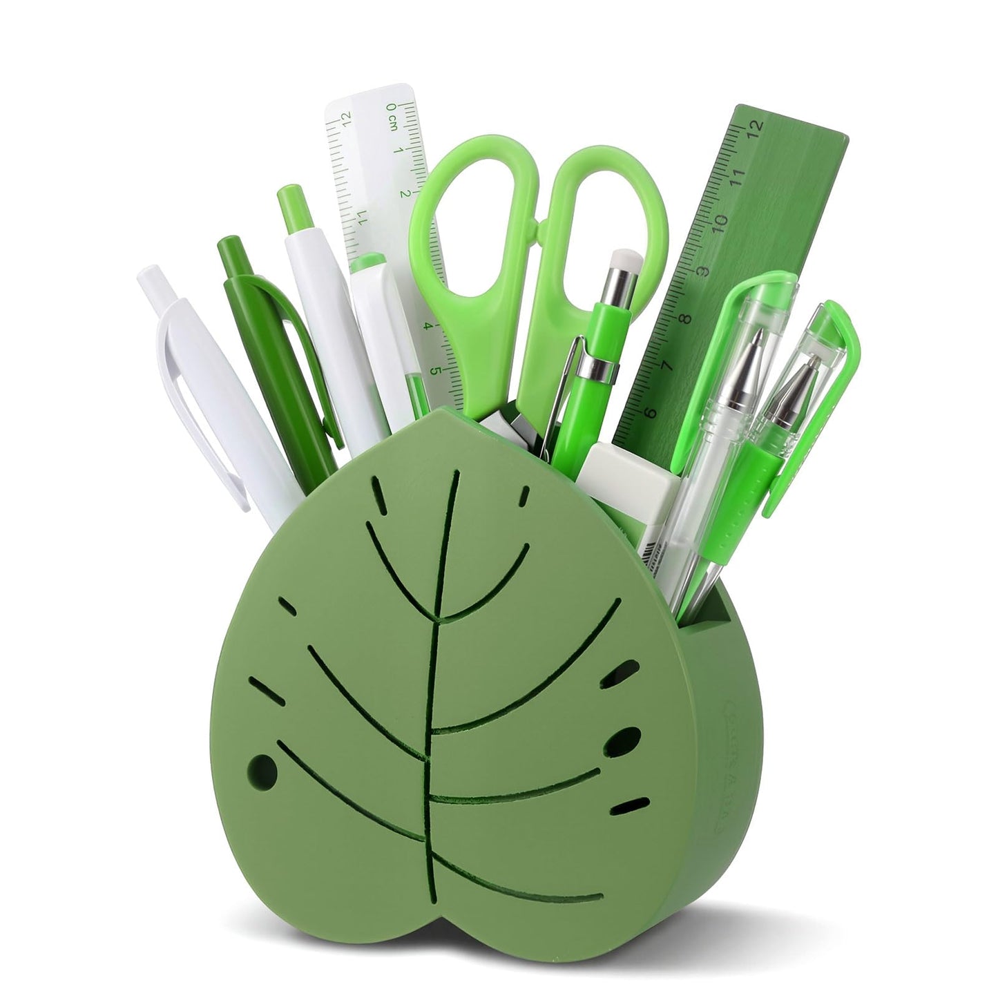 Tenceur Tropical Palms Pen Holder Green Monstera Large Capacity Pencil Holder Funny Office Decor Pencil Cup Pot Desk Organizer for Office Makeup Brush Holders Back to School Gift for Coworkers Women