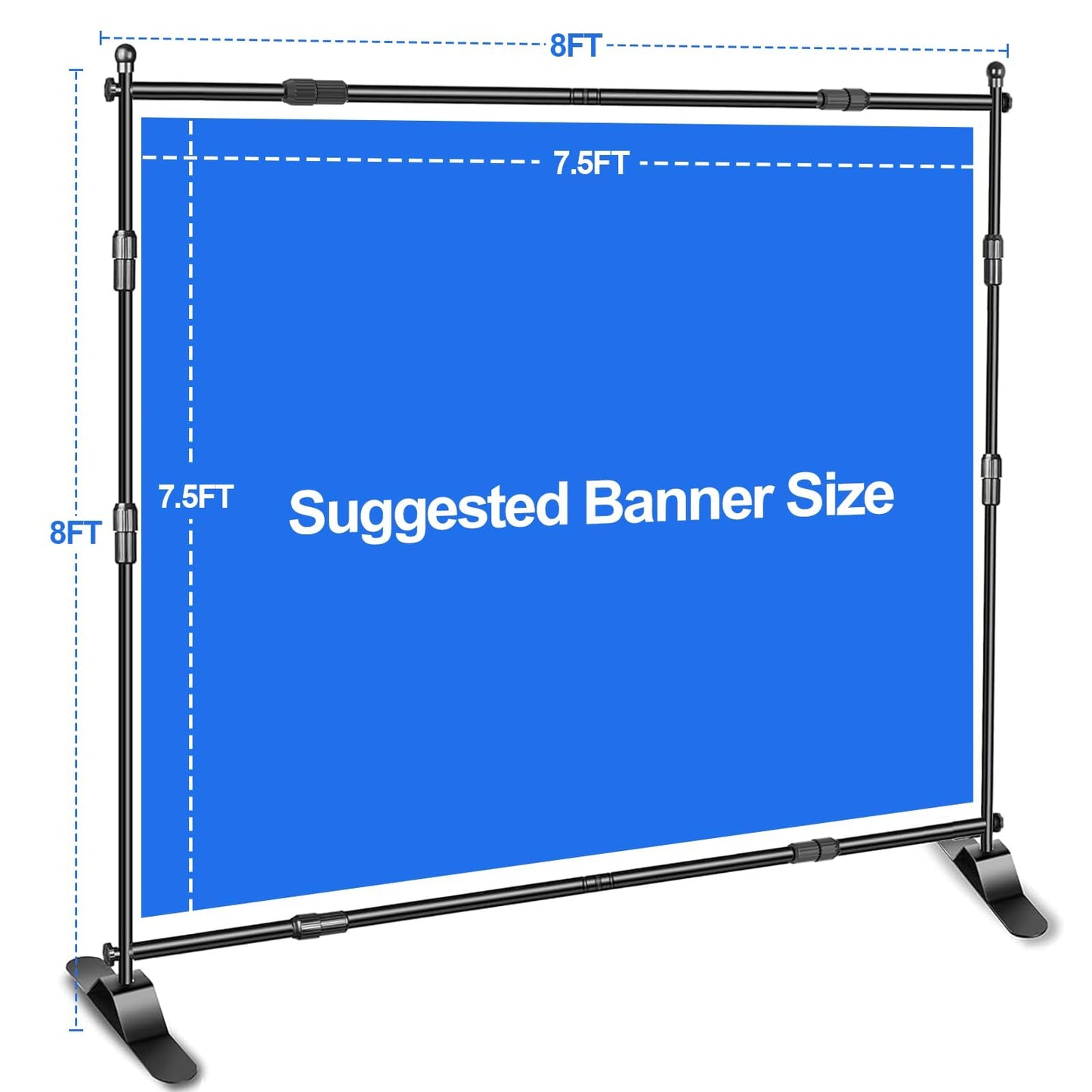 EMART Adjustable Photo Backdrop Banner Stand with 8 x 8ft (W x H) Telescopic Tubes, Suitable for Trade Shows, Professional Photography Booths, and Step and Repeat Background Displays
