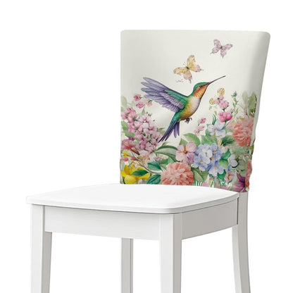 Viuacagoru Hummingbird Dining Chair Back Covers Floral Stretchable Back Slipcover Set of 1 Chair Seat Protector