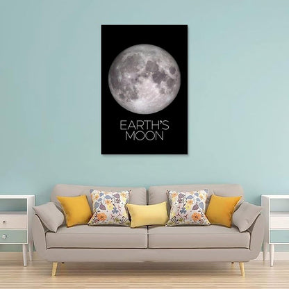 XIAOLOUTINYU Solar System Canvas Wall Art - Moon Planet Space Poster for Kids Room Bedroom Classroom, STEM Educational Astronomy Decor, Science Gift for Boys Girls Teens, 12x18 Inch Unframed