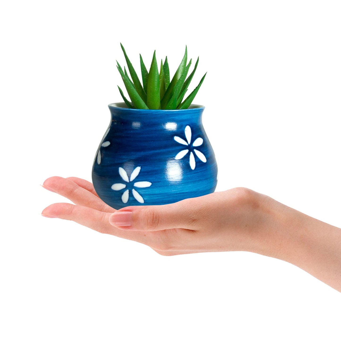 Cute Succulent Pots with Drainage Bamboo Tray - 3" Succulent Planters with Drainage Hole Ceramic Planter Tiny Pots for Indoor Small Plants, Small pots for Succulents Cactus Container Set of 6