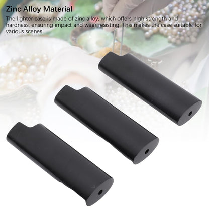 AYNEFY 3PCS Metal Lighter Case – Zinc Alloy Protective Sleeve for Lighters, Travel-Friendly Lighter Holder for Bar, Party & Gifts, Stylish Black Lighter Accessory (Pack of 3)