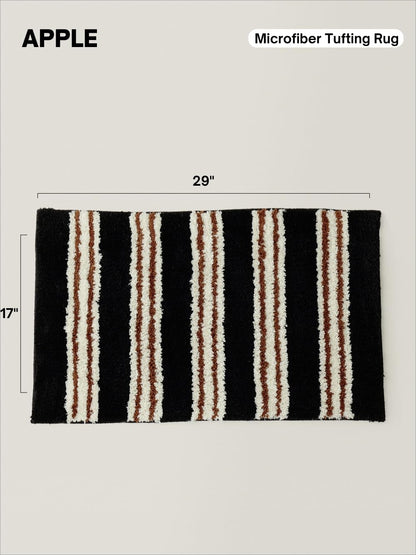 WENSHUO Wide Striped Area Rug (Vintage Black),Microfiber Absorbent Non-Slip Throw Rug,TPR Non-Slip Bottom（29.53" L × 17.72" W）