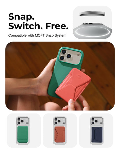 MOFT for iPhone 17 Pro Case- MOVAS Snap Case, MagSafe Compatible, Soft-Touch Vegan Leather, Classic Minimalist Design, Lightweight, Stain-Resistant & Camera Protection, Misty Cove