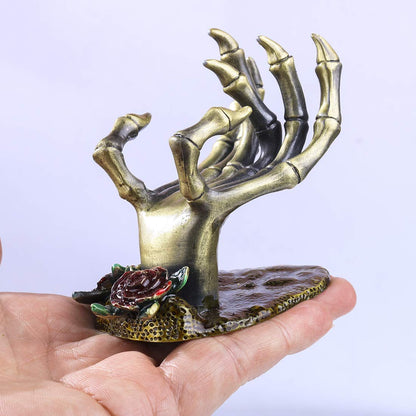 YU FENG Gothic Rose Skeleton Hand Jewelry Holder for Halloween Decor Rings Necklaces and Jewellery Accessories Hand Form Display Holders for Women Gift