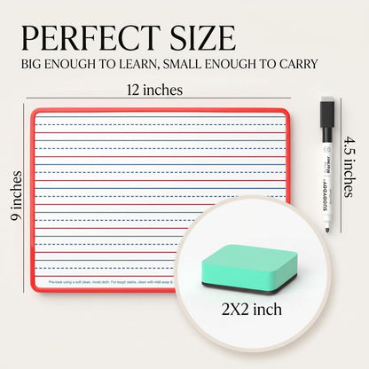 Magnetic Dry Erase Boards 6 Pack for Kids, Double Sided Small Whiteboard Lap Boards 9x12, Lined & Blank Magnetic White Boards for Classroom, Homeschool, Students & Teachers