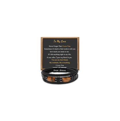 JoycuFF Gift for Boyfriend from Girlfriend to My Love Leather Bracelet for Men Love You Forever Birthday Anniversary Present Thank You Gift