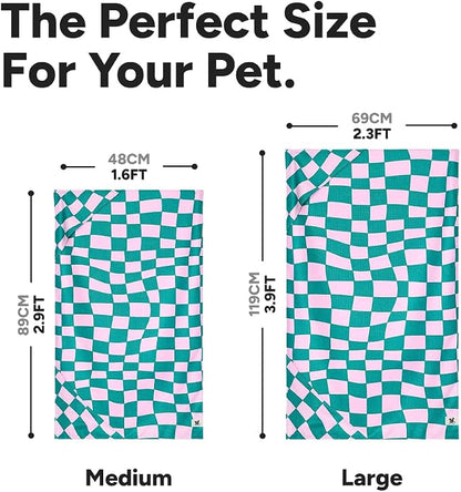 Dock & Bay Pet Towel - Super Absorbent & Quick Drying Dog Towels with Bag - 100% Recycled - Check Mutt, Medium (90x50cm, 35x19)