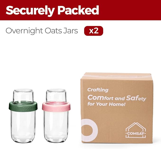 16+4oz Glass Yogurt Parfait Cups with Lids, Reusable Containers with Dry & Wet Separation, Leak-Proof for Overnight Oats, Meal Prep, Portable to Work & School, Easy Clean 2 Pack (Pink+Green)