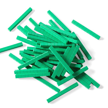 hand2mind Green Foam Base Ten Blocks, Rods Set, Place Value Blocks, Counting Cubes for Kids Math, Base 10 Math Manipulatives for Kids, Kindergarten Homeschool Supplies (Set of 50)