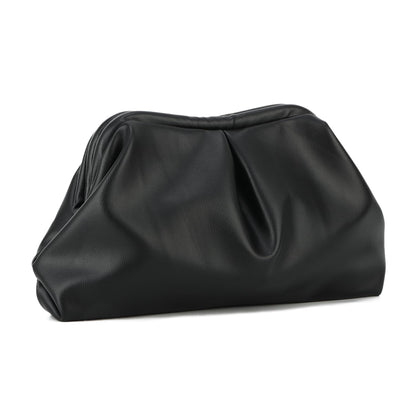 Oweisong Soft Leather Clutch Purse for Women Silver Cloud Evening Handbag Ruched Dumpling Bag for Vacation Party