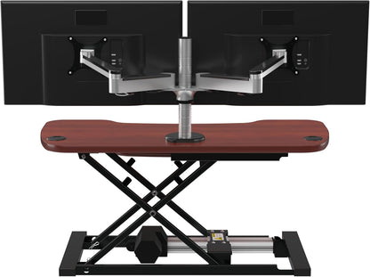 VERSADESK® PowerPro™ Elite 36” x 24" – App Controlled Electric Standing Desk Converter w/USB Charging Port. Raises up to 20”. Fully Assembled – Includes LED Lights. Supports 80 lbs. – Cherry