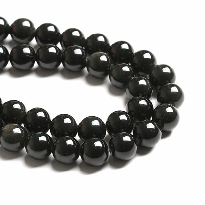4MM 86PCS Natural Stone Black Obsidian Gemstone Loose Beads for Jewelry Making DIY Bracelet 1 Strand