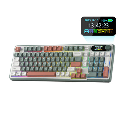 RK ROYAL KLUDGE S98 Mechanical Keyboard w/Smart Display & Knob, Top Mount 96% Wireless Mechanical Keyboard BT/2.4G/USB-C, Hot Swappable, Software Support, Creamy Sounding, 98 Keys