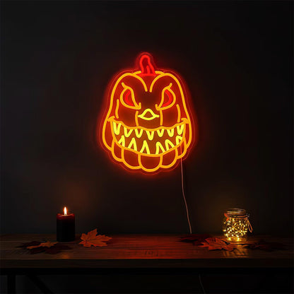 Pumpkin Neon Sign for Wall Decor, Spooky Pumpkin LED Wall Light, Fall Decor for Bedroom – USB Powered Dimmable Accent for Kids’ Room, Game Room, Bar, Halloween Party, Seasonal Holiday Gift