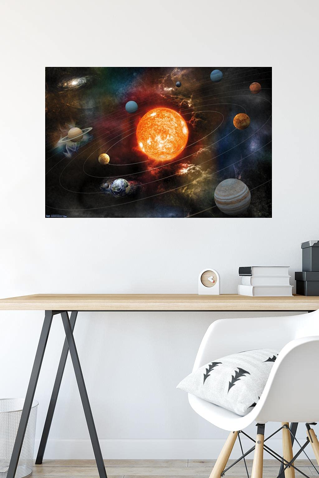Orbiting Solar System Wall Poster, 34L" x 22.4W", Premium Unframed Version