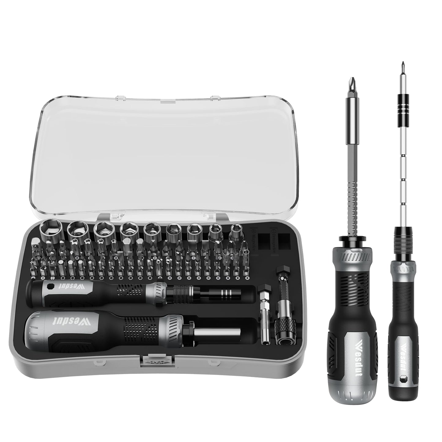 [Super Durable] 77in1 Screwdriver Set, Include 46in1 Precision Screwdriver and 23in1 1/4 Inch Nut Driver, Flat Head, Torx, Hex, Square, Repair Kit, Man Gift Screw Driver