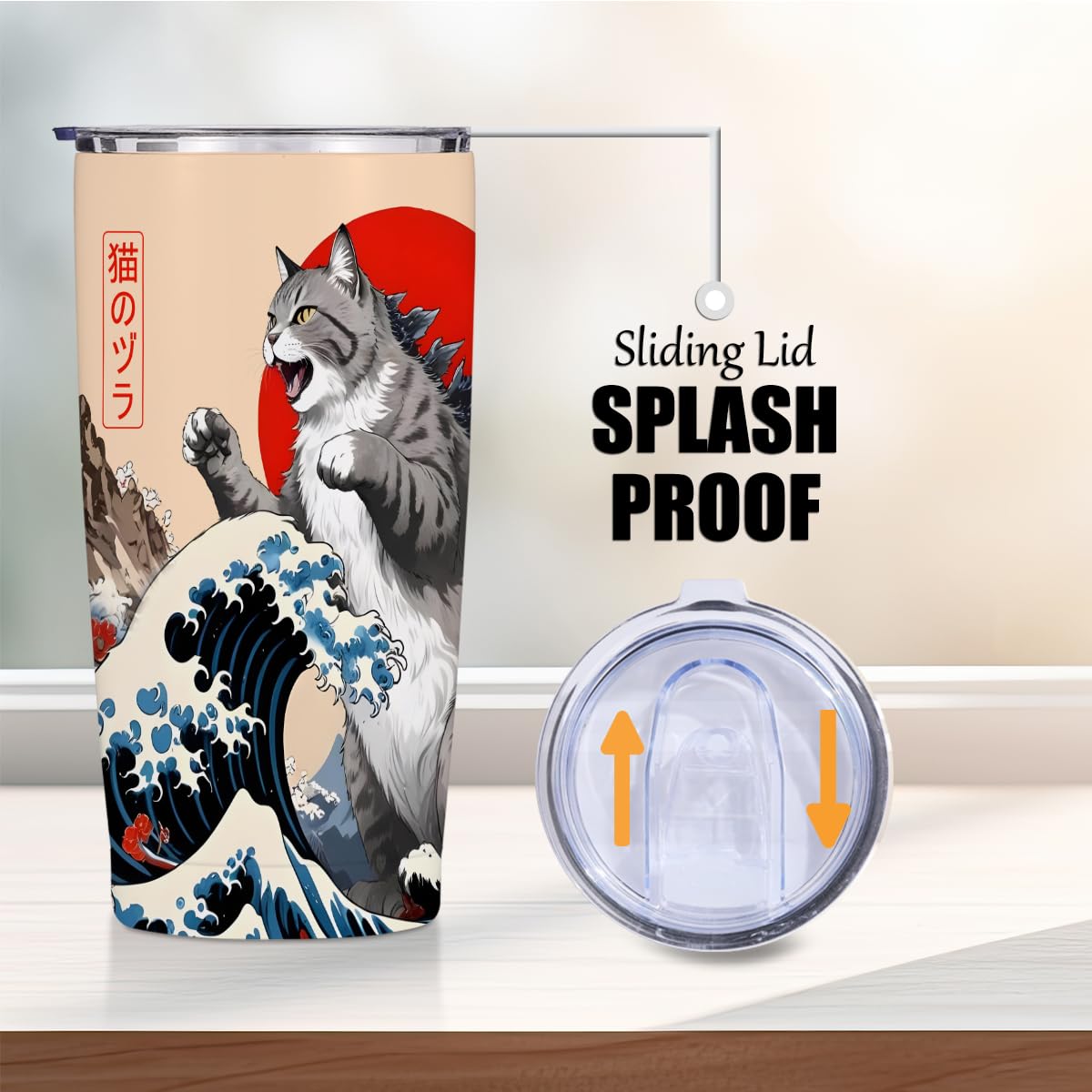 Cat Gifts for Women 20 oz Tumbler, Funny Japanese Cats Stainless Steel Insulated Water Bottle, Cats Themed Insulated Travel Coffee Mugs, Cat Lover Gifts for Women Girls Mom Christmas Birthday Present