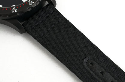 StrapHabit Quick Release Watch Band Replacement Sailcloth Watch Strap - 20mm 22mm Nylon & Leather Watch Strap (Black, 19mm)