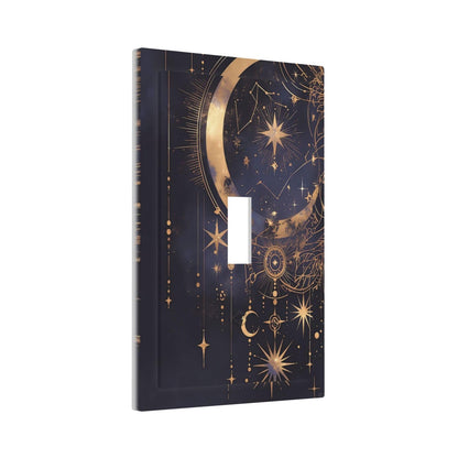 Nadoabtm Decorative Light Switch Cover Plate Gothic Celestial Gold Moon Stars 1 Gang Single Toggle Decorate Switch Plate Cover Wall Plate Electrical Outlet Covers For Home Farmhouse Decor