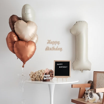 40 Inch Number 1 Balloon Decor, Cream Brown Foil Neutral Heart 1 Balloons with Taupe Star Helium Balloon for Girls Boys 1st Birthday Anniversary Baby Shower Party Boho Decoration Supplies