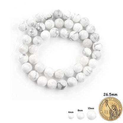Yochus 60pcs White Howlite Turquoises Beads，6mm Healing Power Natural Stone Round Loose Beads for Jewelry Making Earring Necklace DIY Crafts