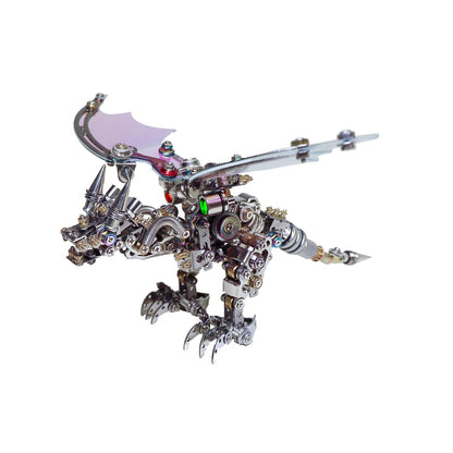 Arcynix Mostarle Reno Blue Dragon 3D Metal Puzzle Kit, 613 Pieces, Magnetic Assembly, LED Light-Up Color Changing Wings, Adjustable Display, DIY Mechanical Model for Advanced Builders Collectors